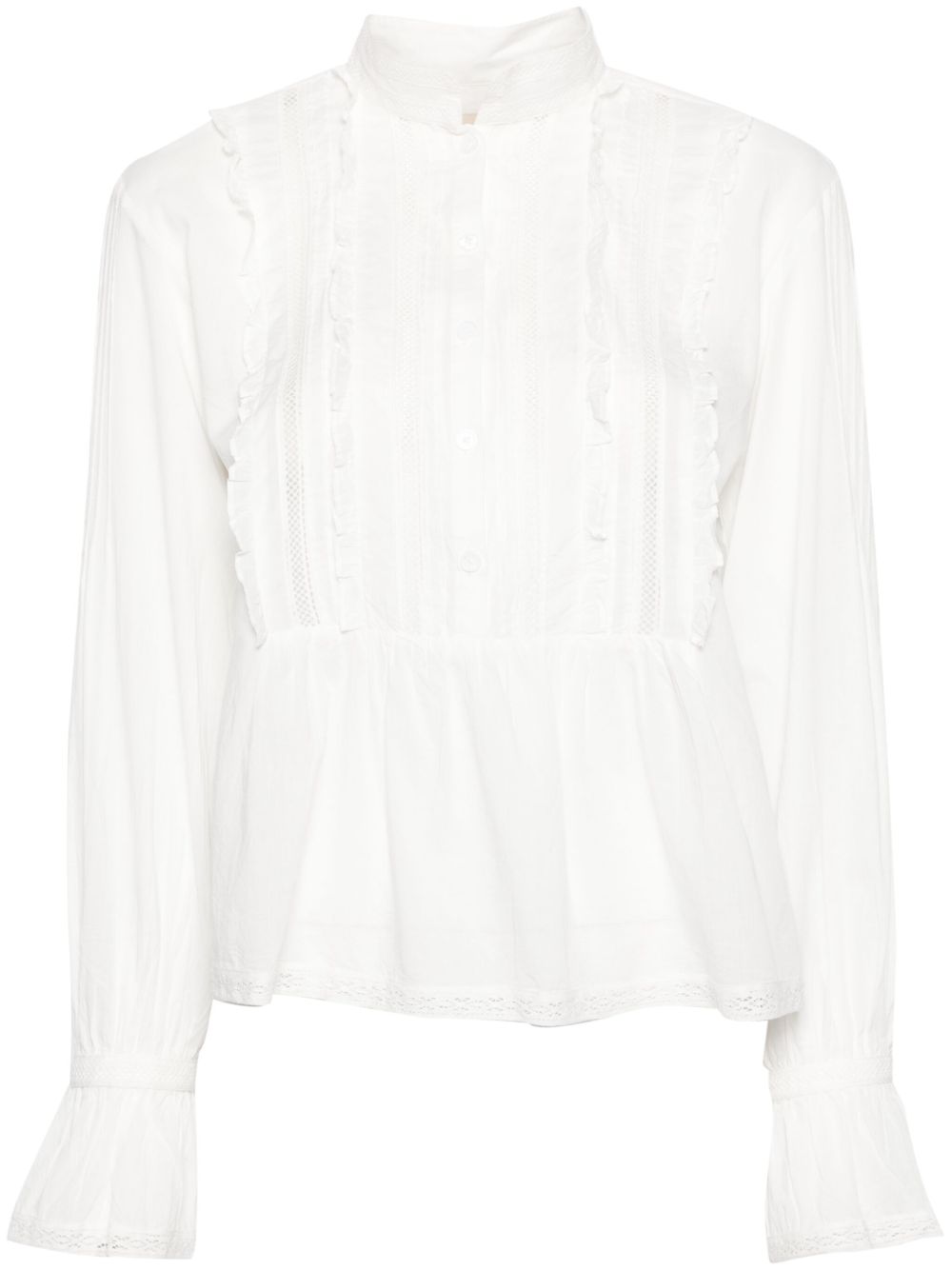 Zadig&Voltaire 荷叶边细节棉衬衫 - 白色