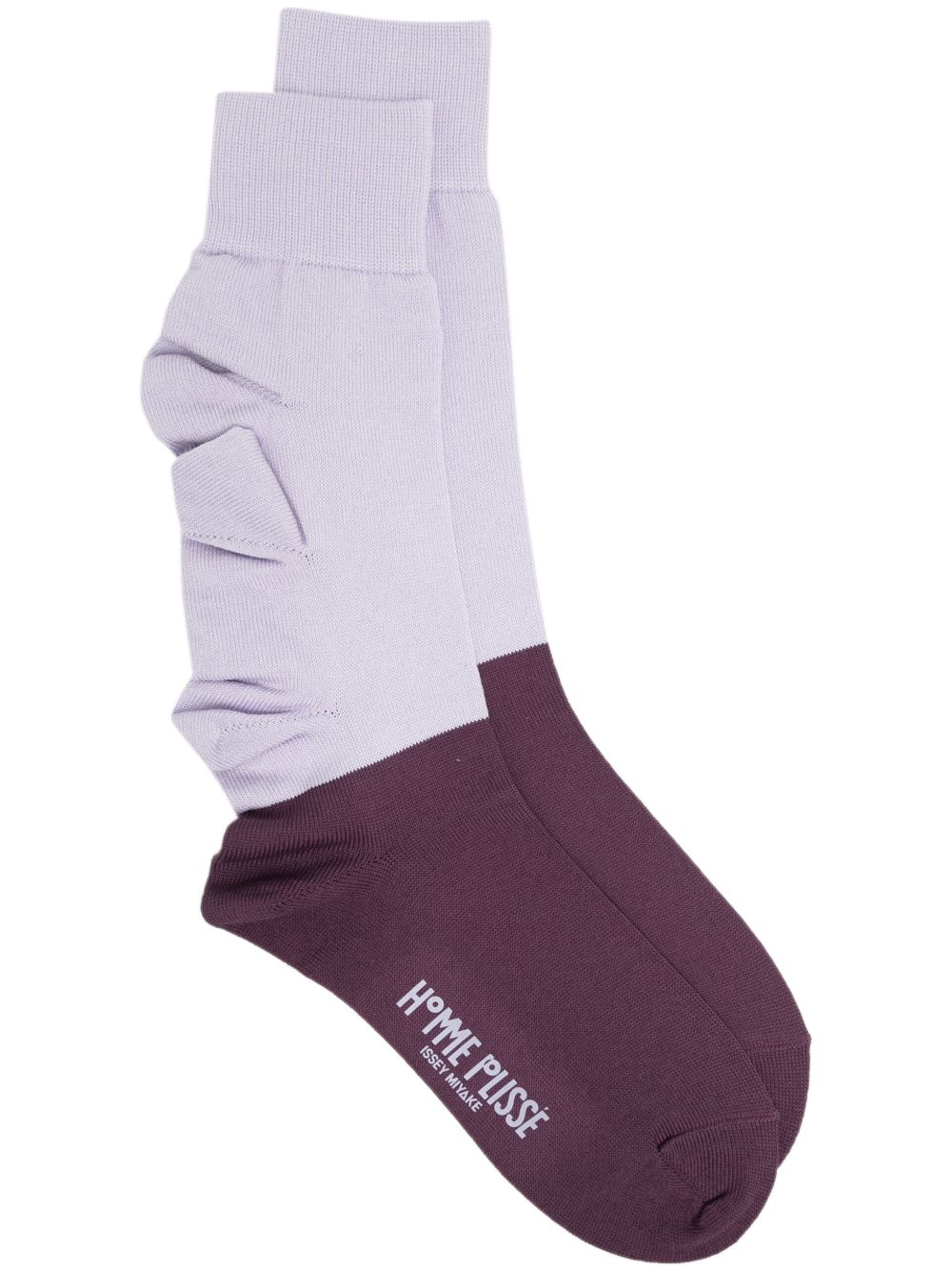 Homme Plissé Issey Miyake 双色荷叶边饰针织袜 - 紫色