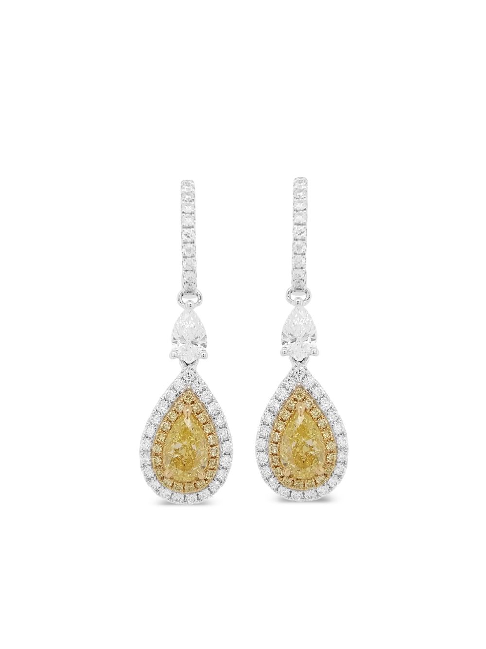 HYT Jewelry 18K白金钻石吊饰耳环 - 银色