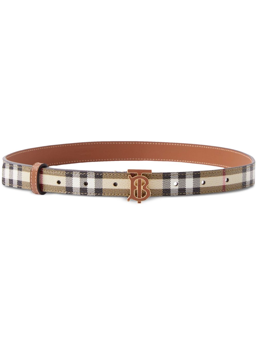 Burberry TB 经典logo标牌格纹腰带 - 中性色
