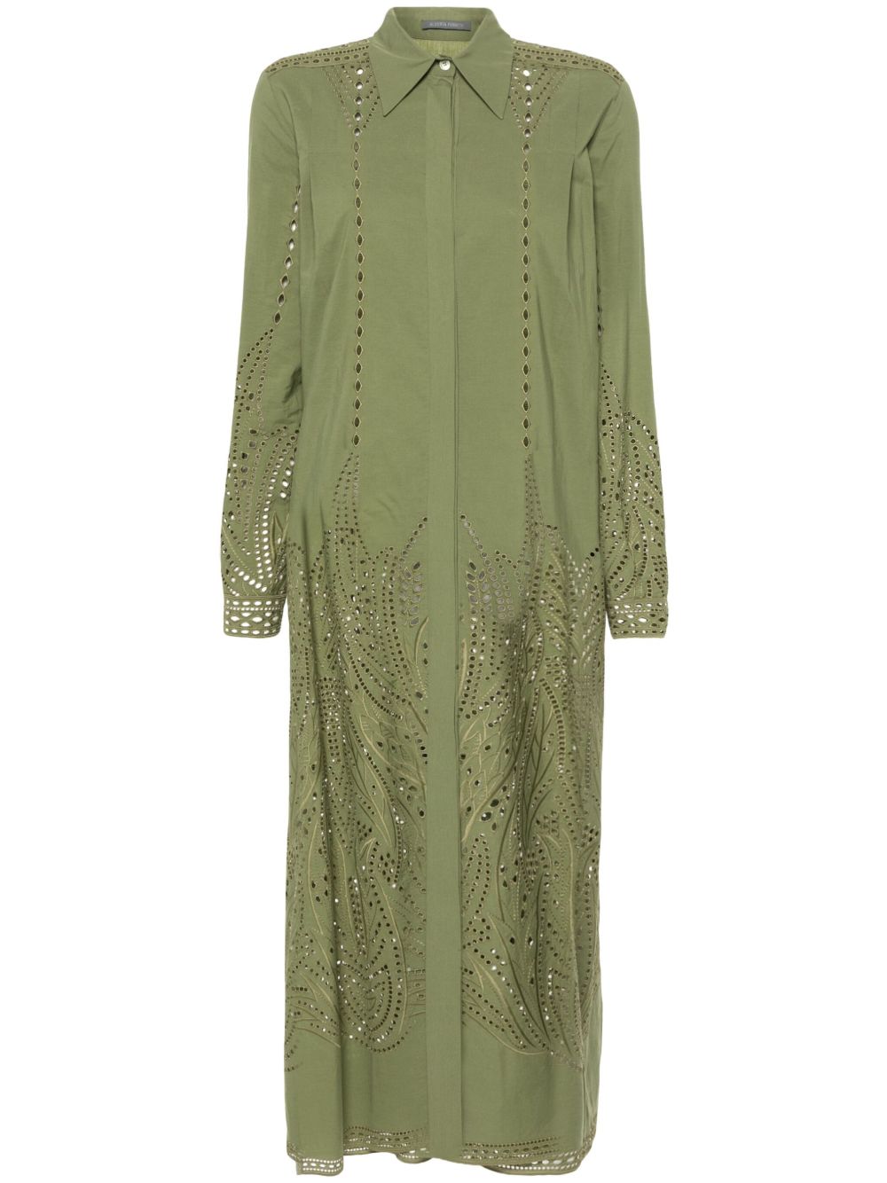 Alberta Ferretti 镂空细节府绸连衣裙 - 绿色
