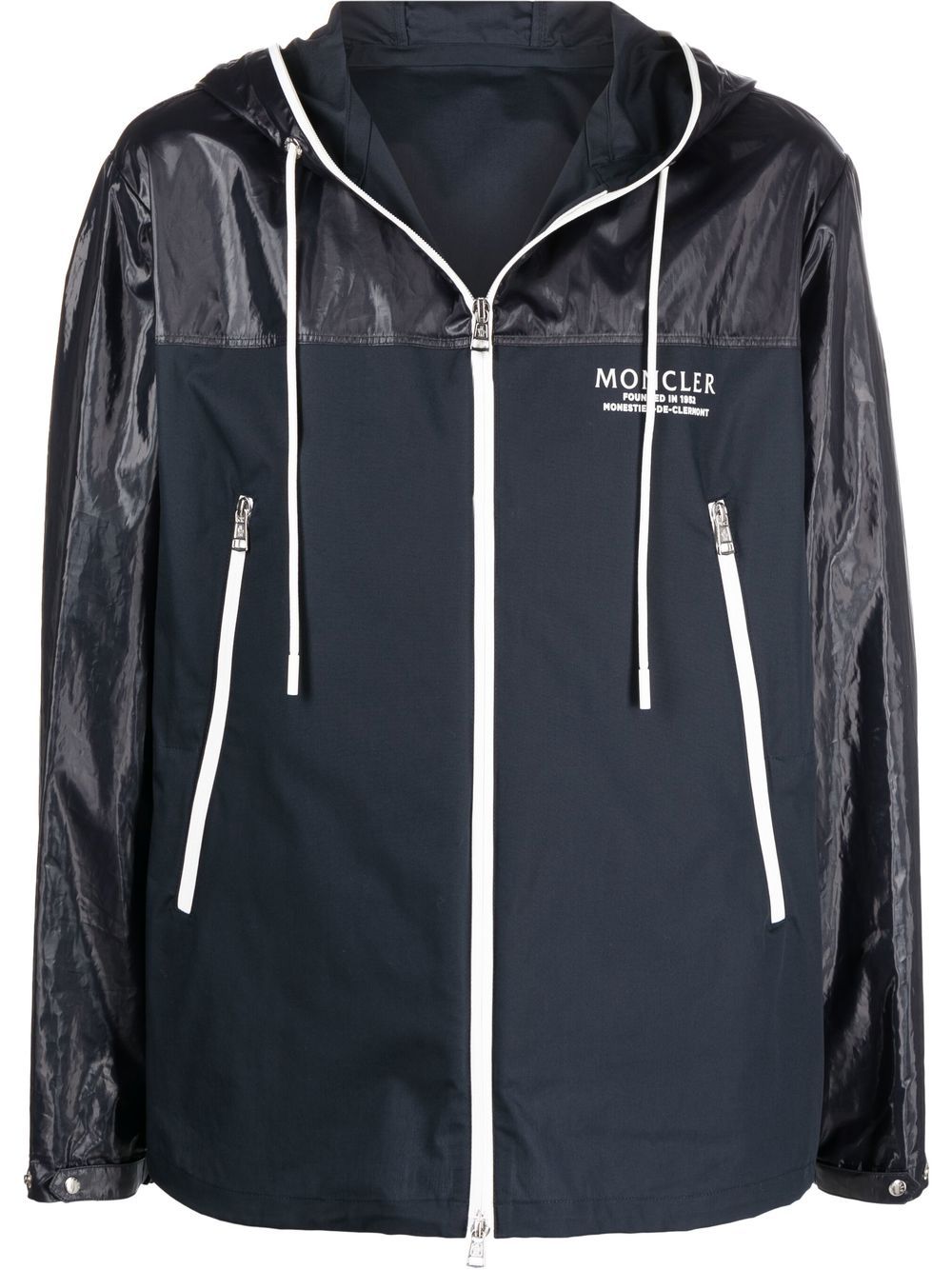 Moncler 盟可睐 logo印花拉链连帽衫 - 蓝色