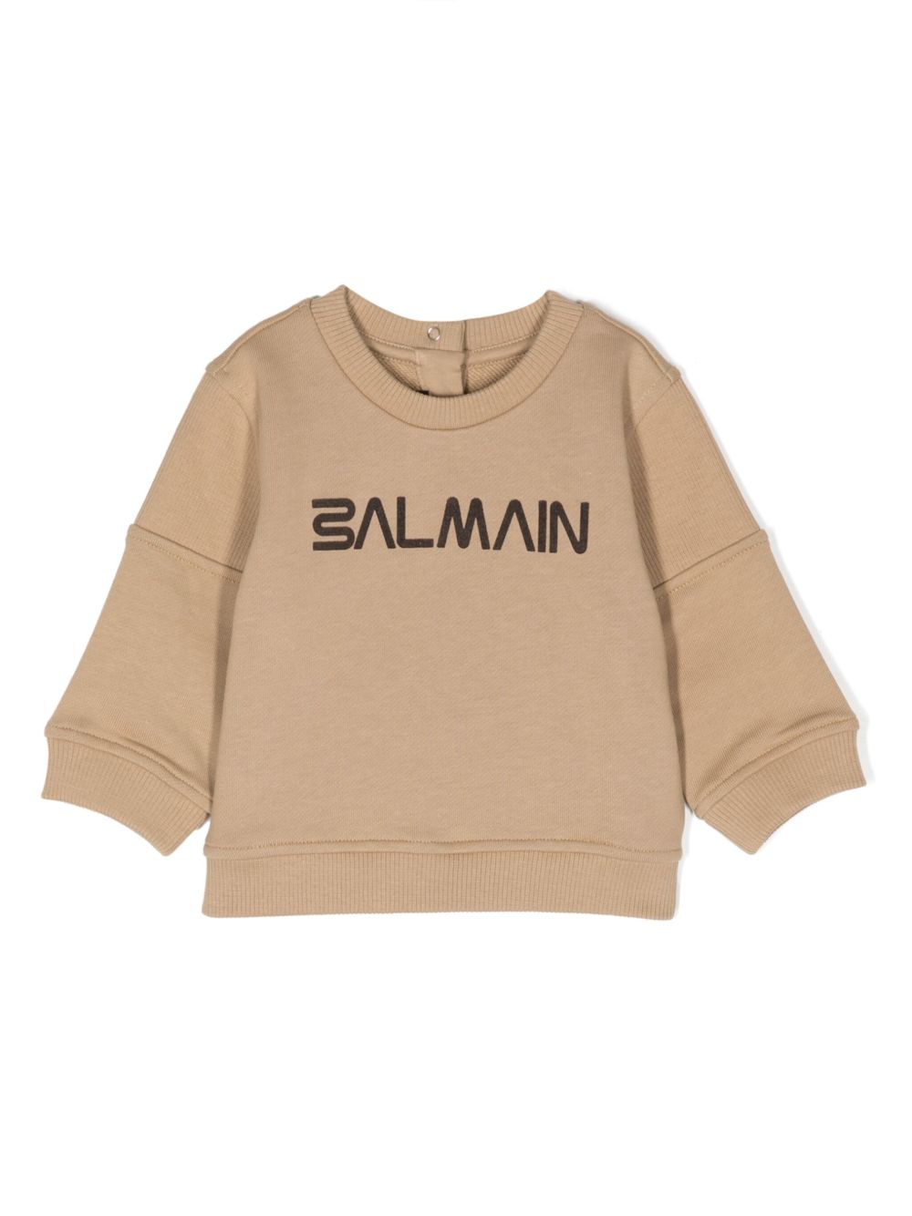 Balmain Kids logo印花棉卫衣 - 褐色
