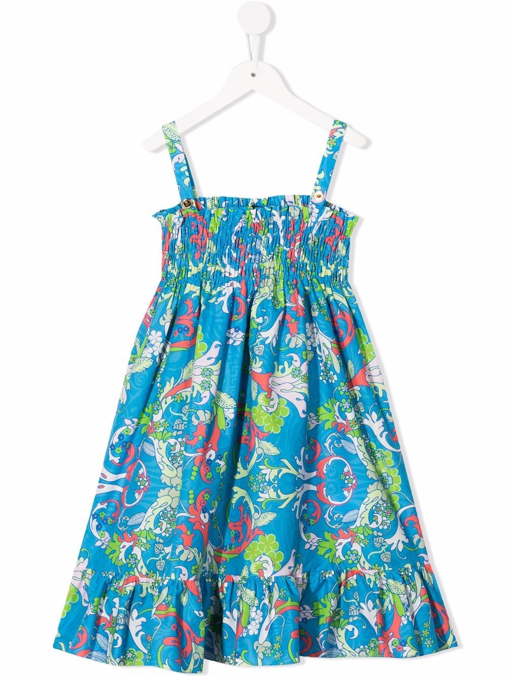 Versace Kids 范思哲 佩斯理印花伞形连衣裙 - 蓝色