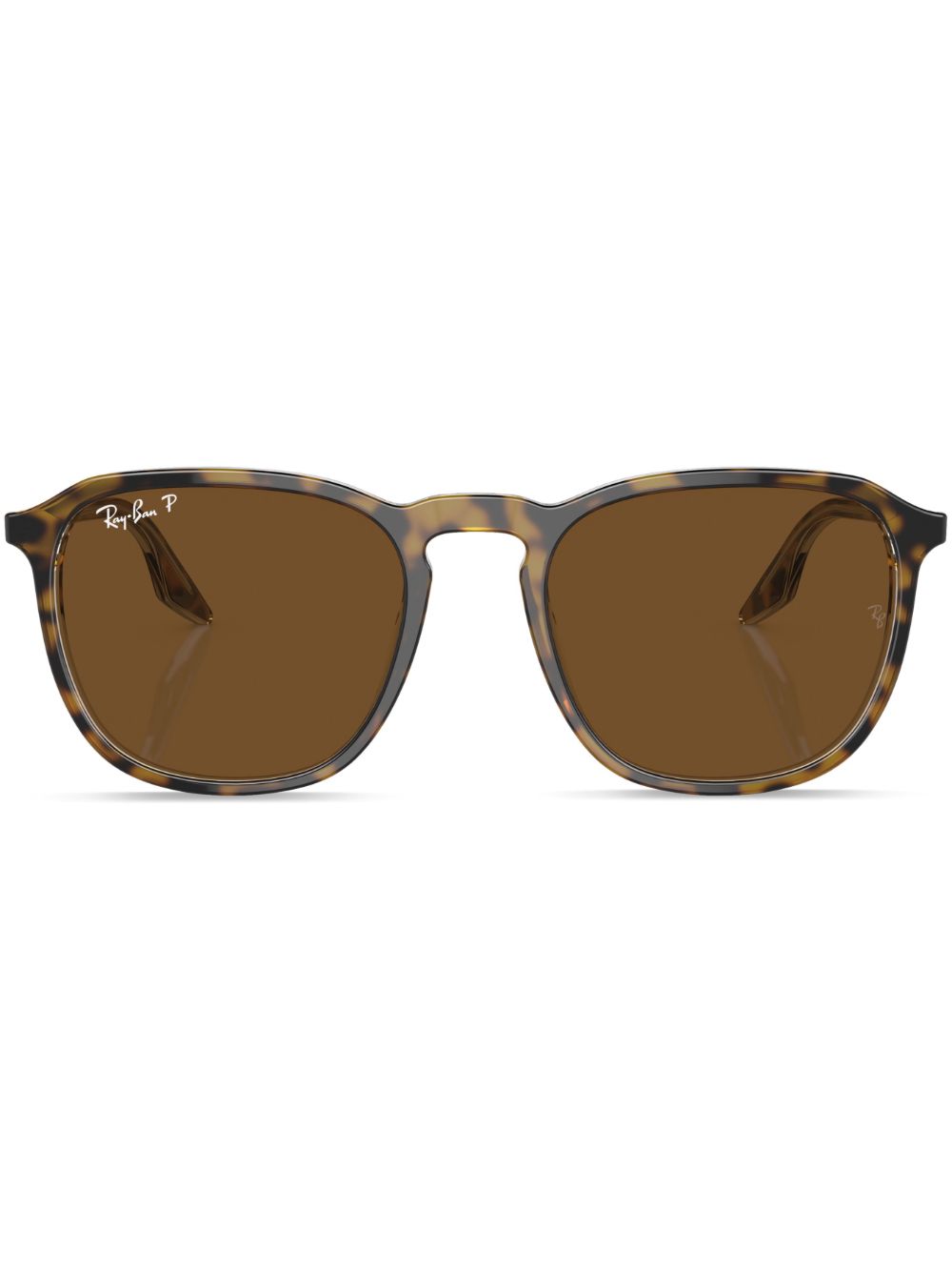 Ray-Ban logo标牌圆框太阳眼镜 - 绿色
