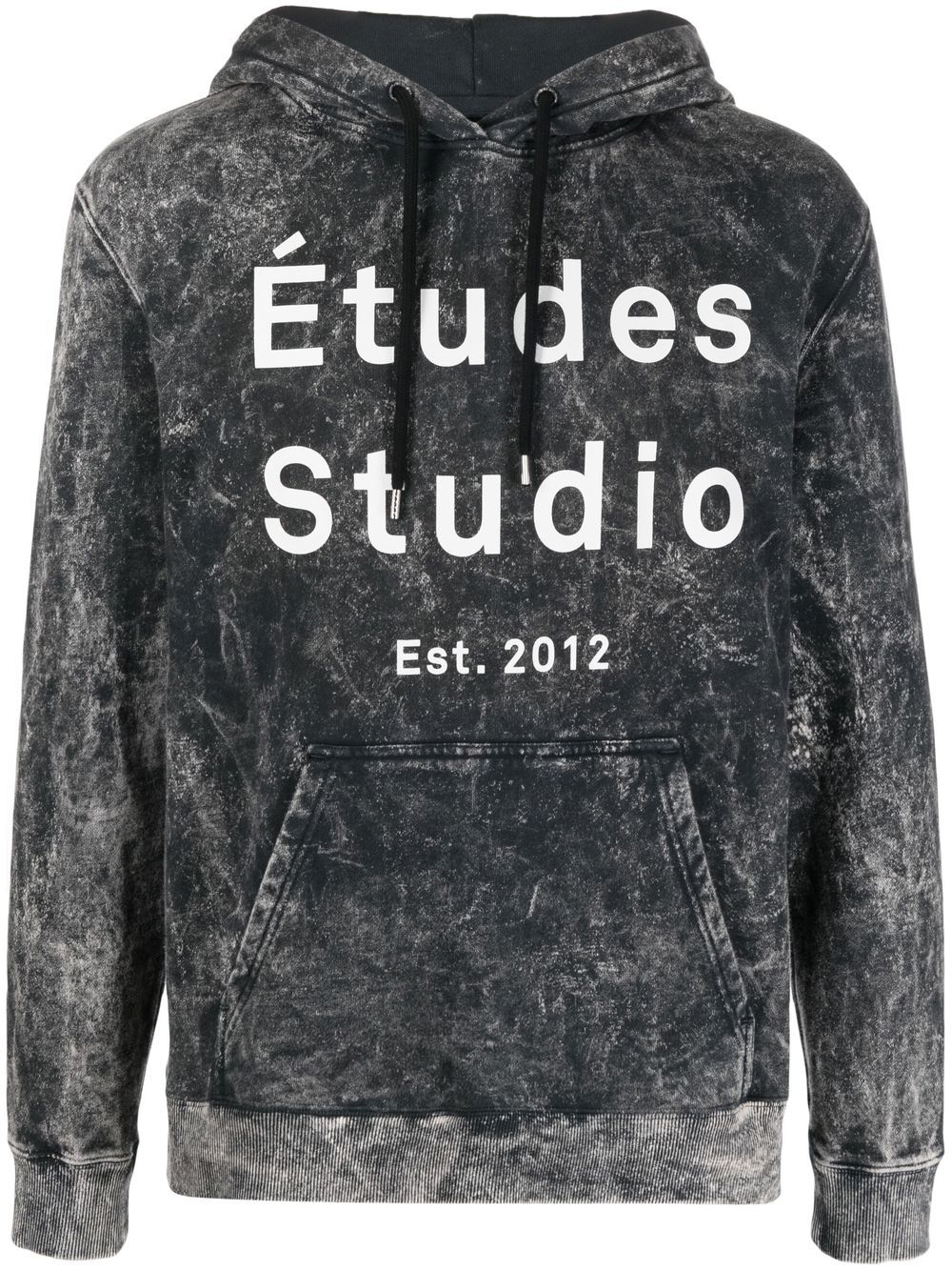 Etudes Klein logo印花漂白效果连帽衫 - 黑色