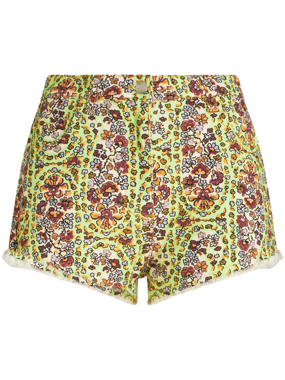 ETRO 佩斯理印花牛仔短裤 - 绿色