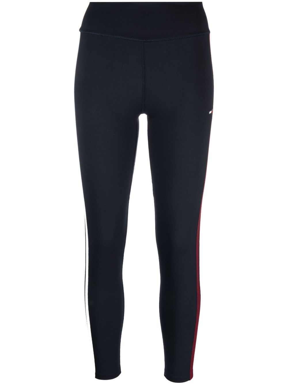 Tommy Hilfiger Sport 织带细节露踝打底裤 - 蓝色