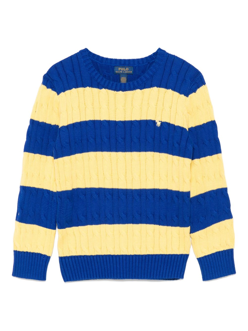 POLO RALPH LAUREN KIDS 条纹绞花针织背心 - 蓝色