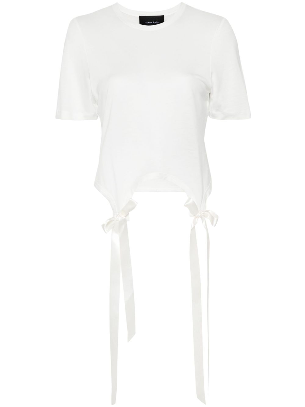 Simone Rocha 蝴蝶结细节棉T恤 - 白色