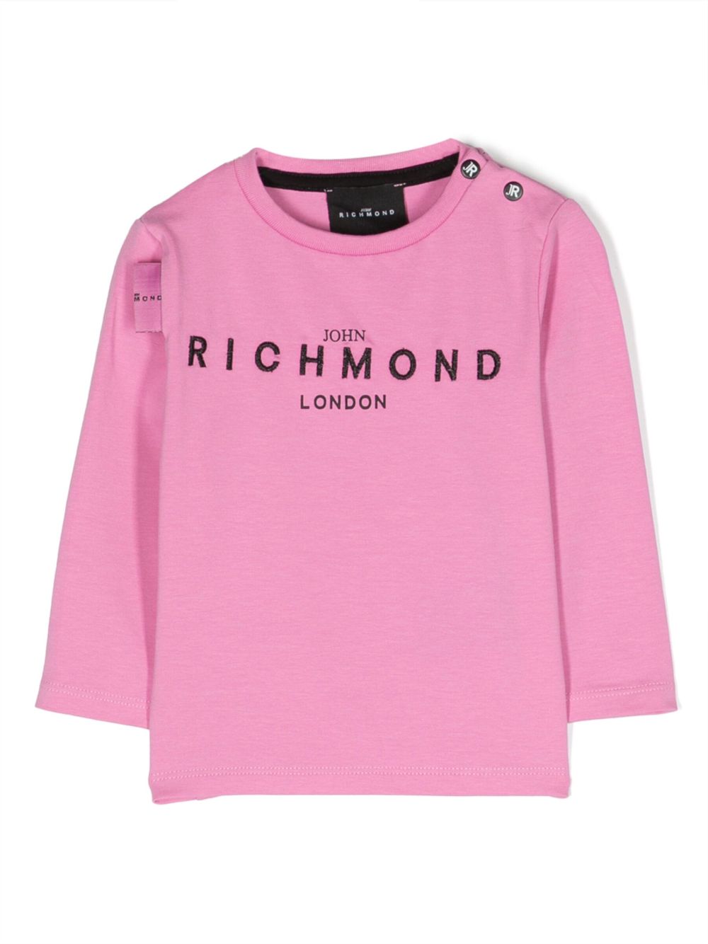 John Richmond Junior logo刺绣长袖T恤 - 粉色