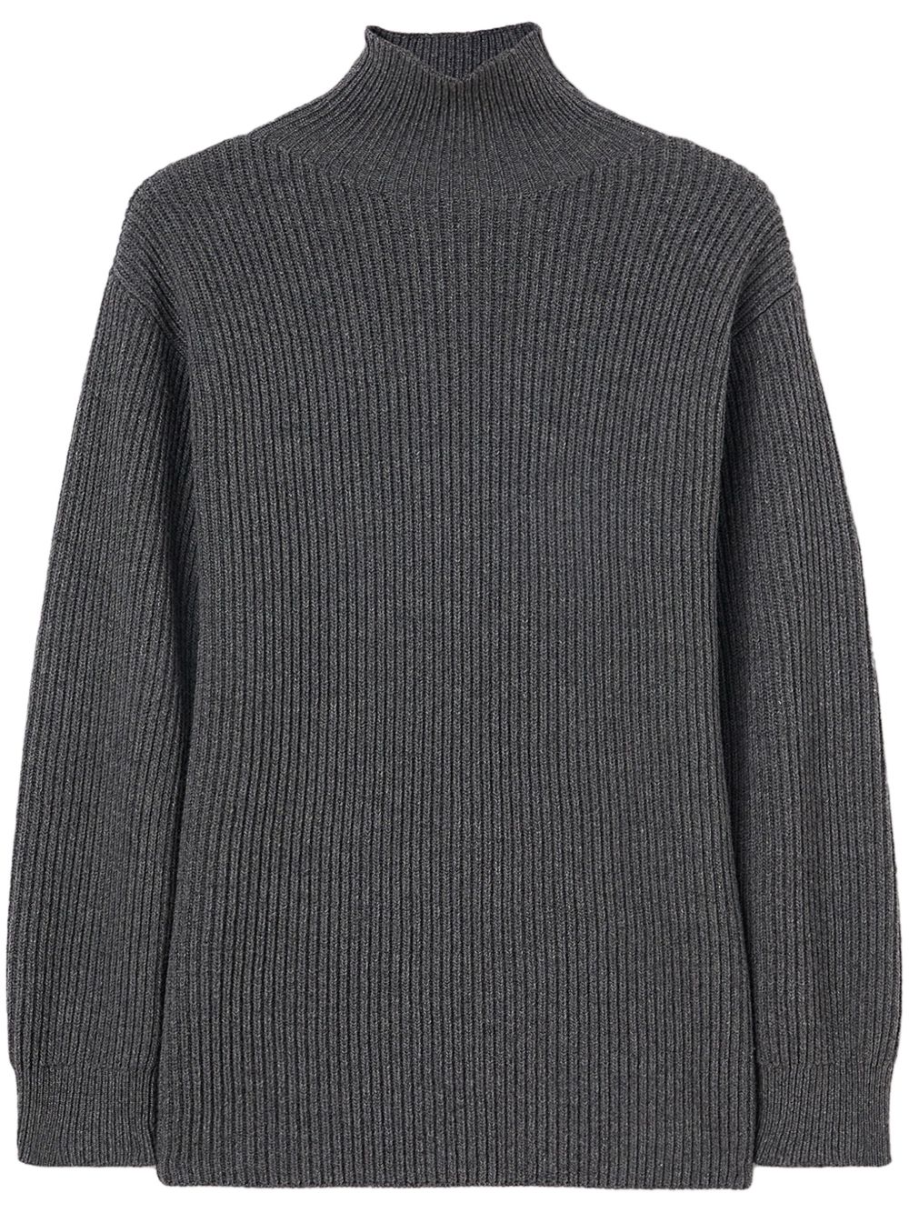 Jil Sander 高领罗纹毛衣 - 灰色