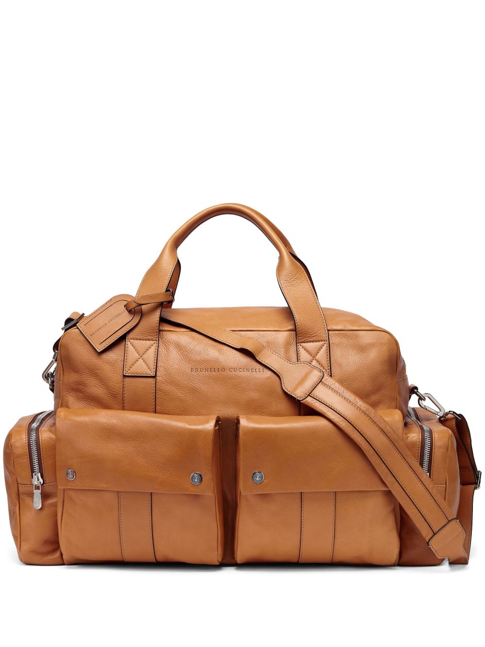 Brunello Cucinelli 贴袋皮质旅行包 - 褐色