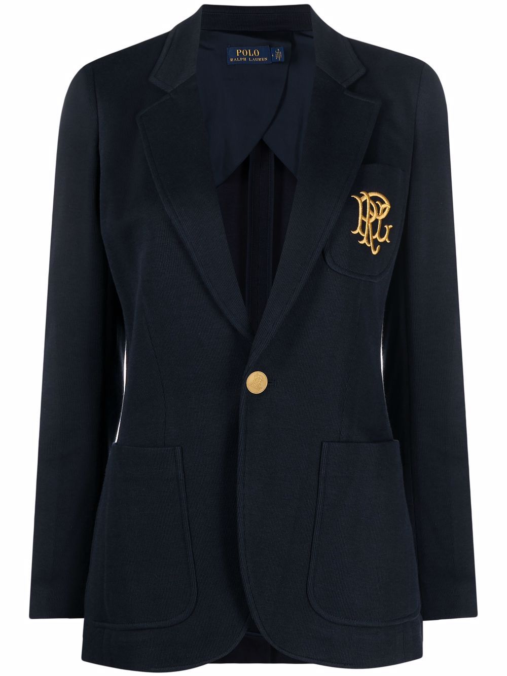 Polo Ralph Lauren 经典logo刺绣双针织西装夹克 - 蓝色