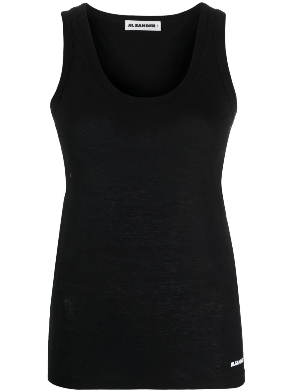 Jil Sander logo印花棉坦克背心 - 黑色