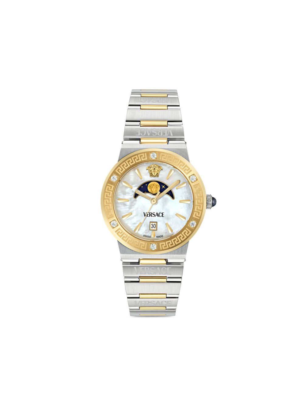 Versace Greca Logo Moonphase 38毫米腕表 - 白色