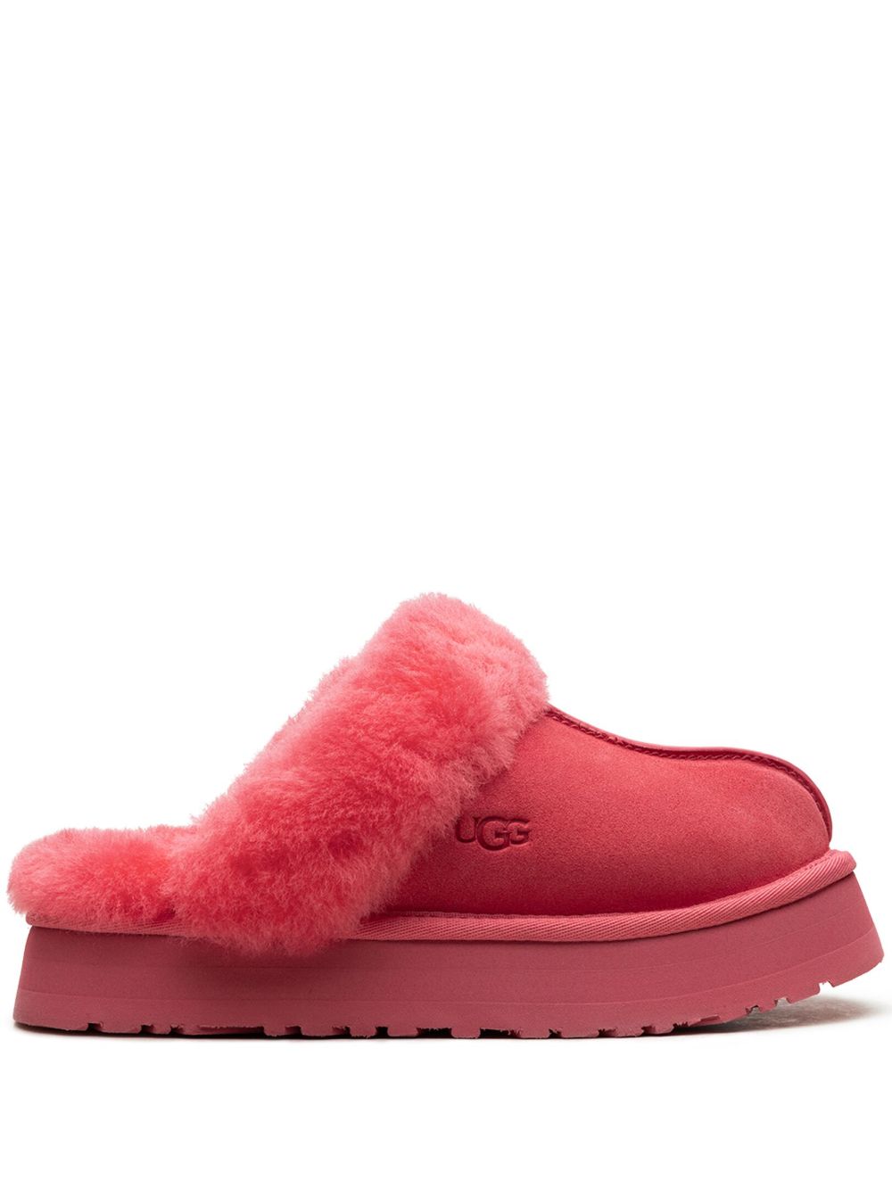 UGG Disquette 皮毛一体厚底拖鞋 - 粉色