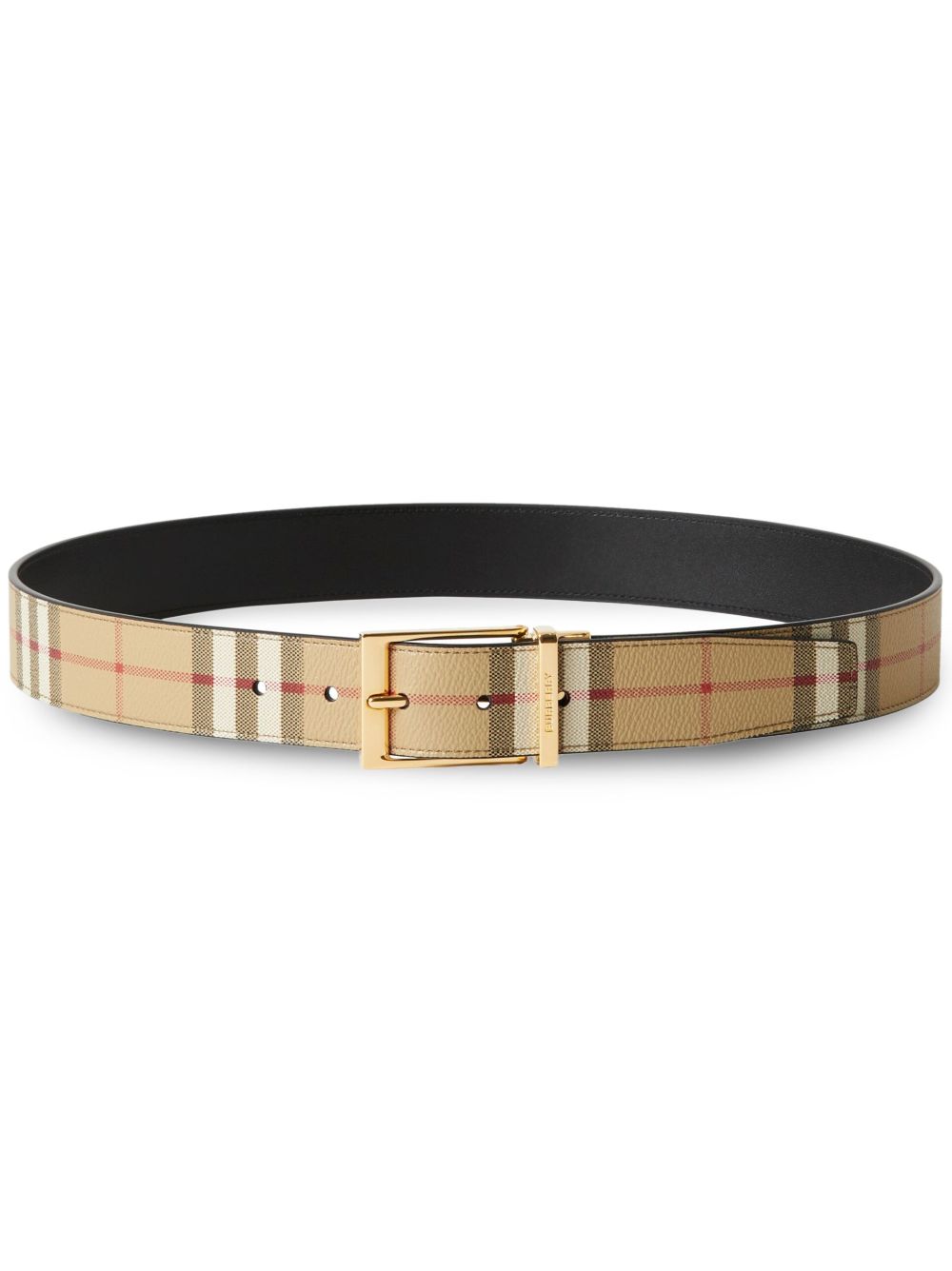 Burberry logo雕刻双面腰带 - 黑色