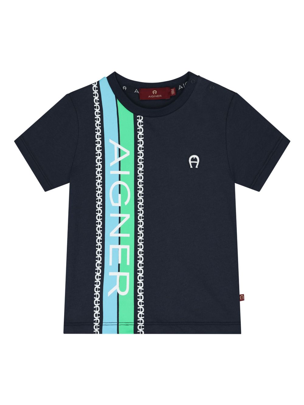 Aigner Kids logo印花T恤 - 蓝色