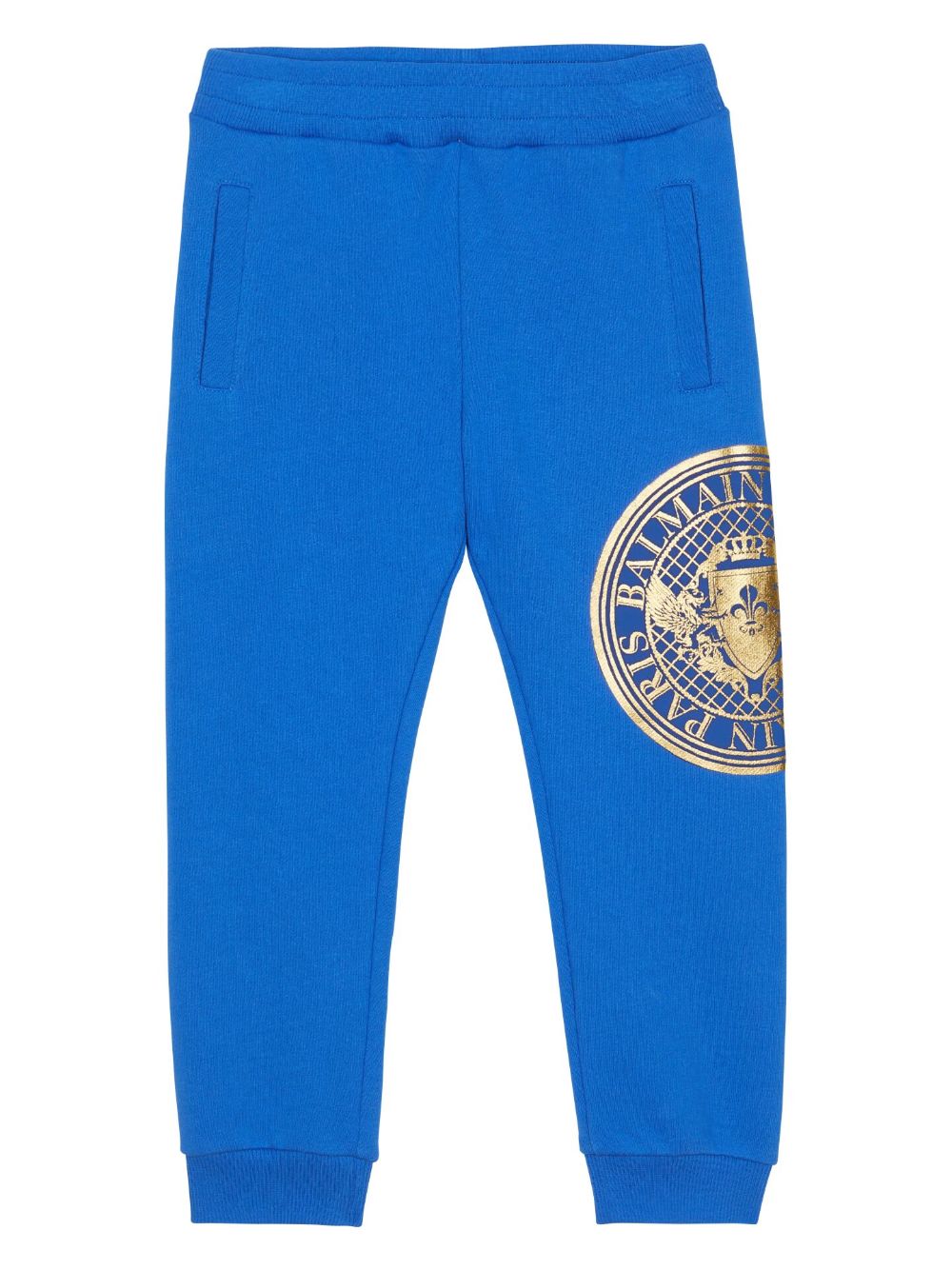 Balmain Kids logo印花棉运动裤 - 蓝色