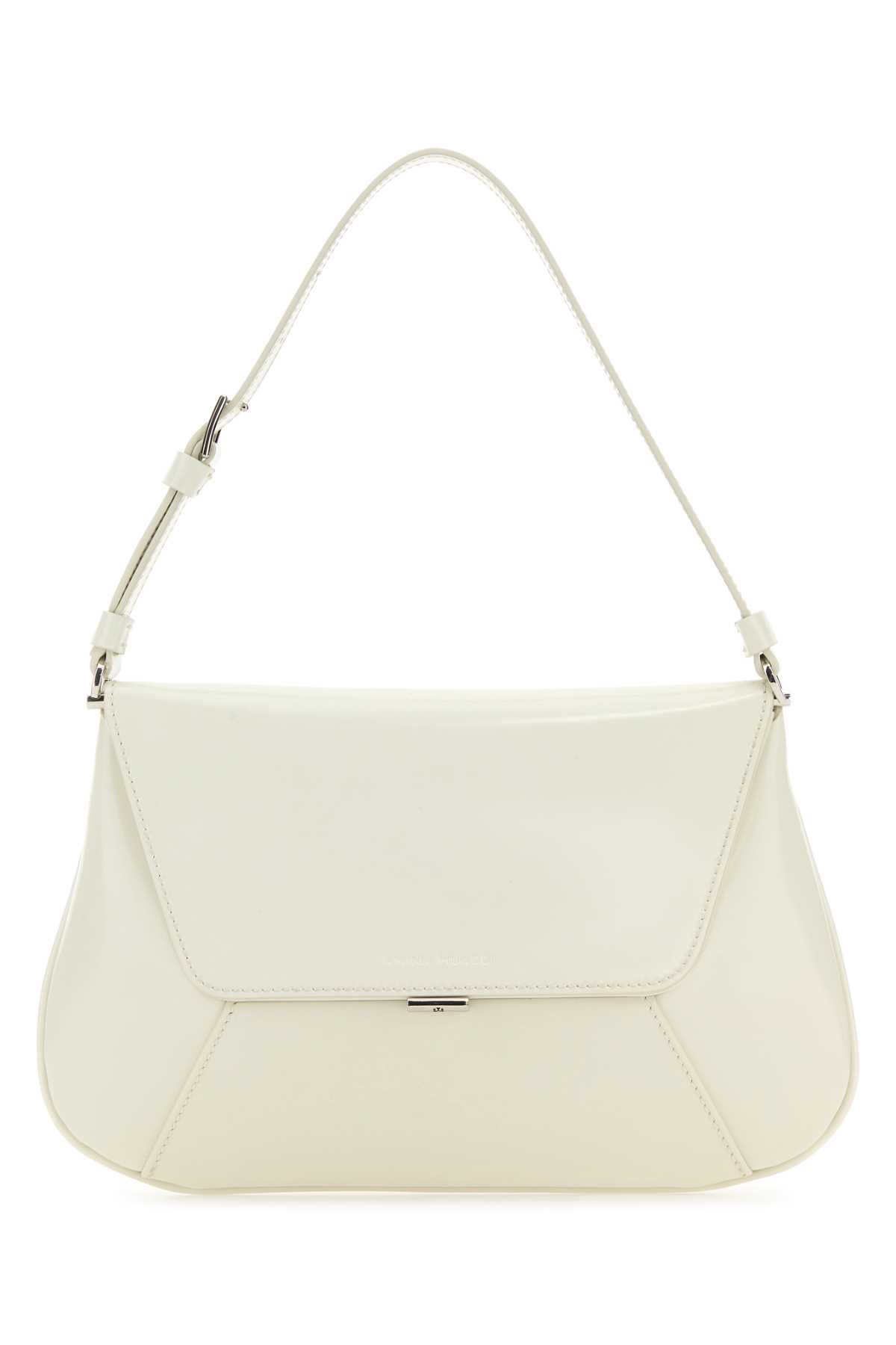Amina Muaddi Black Leather Ami Shoulder Bag