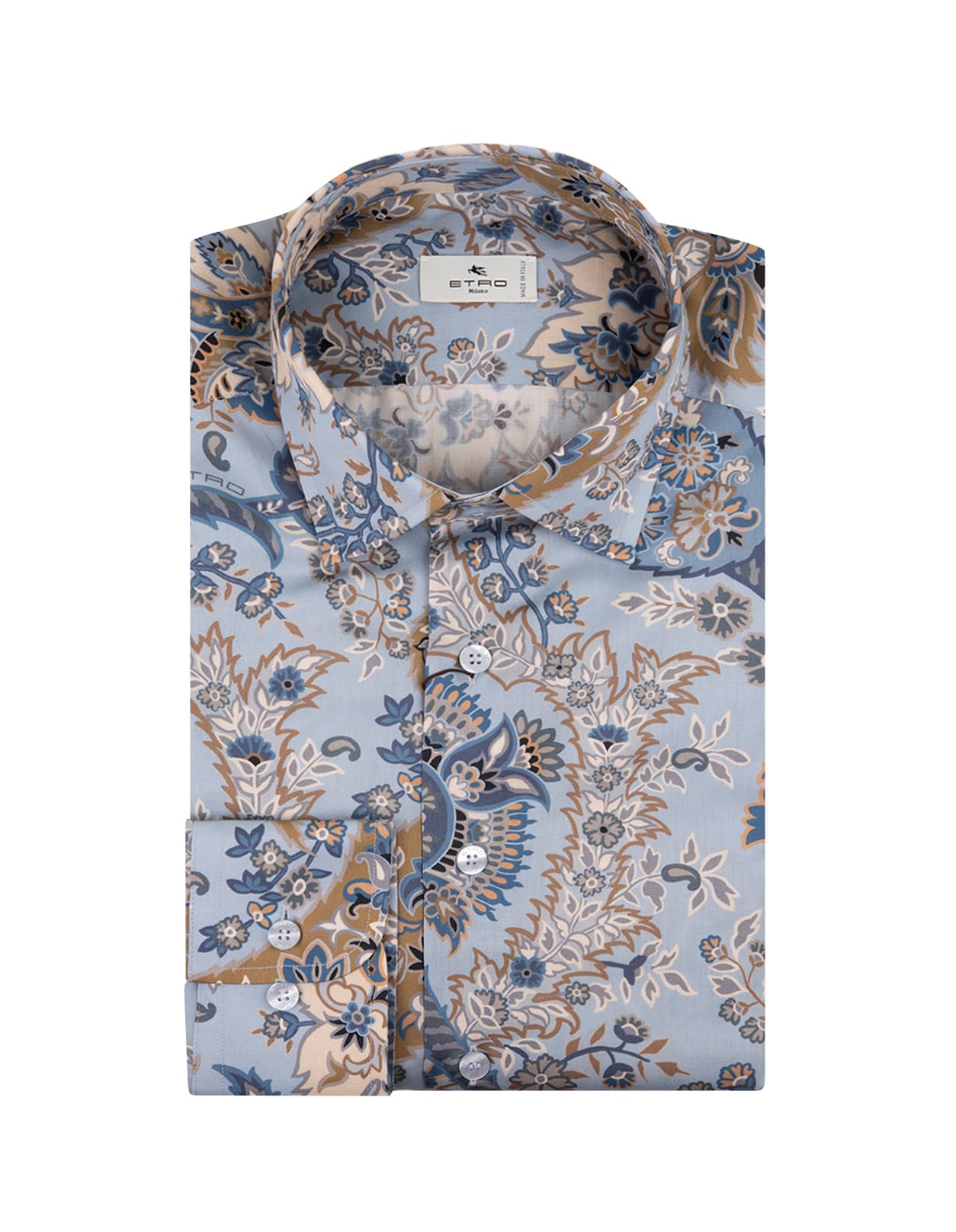 Etro 浅蓝色佩斯利花卉衬衫