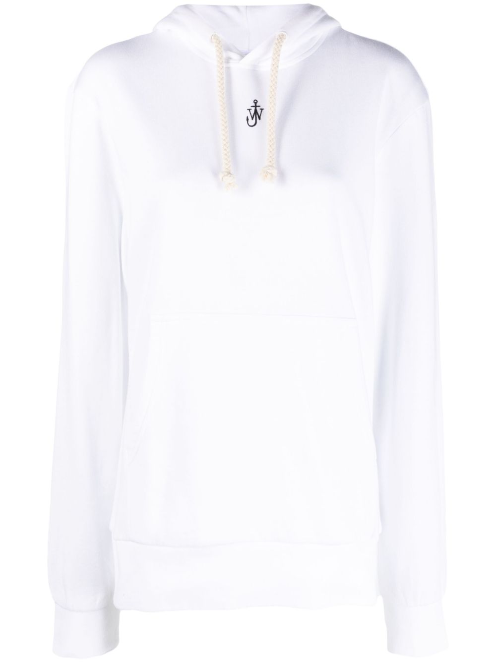 JW Anderson logo刺绣棉混纺连帽衫 - 白色