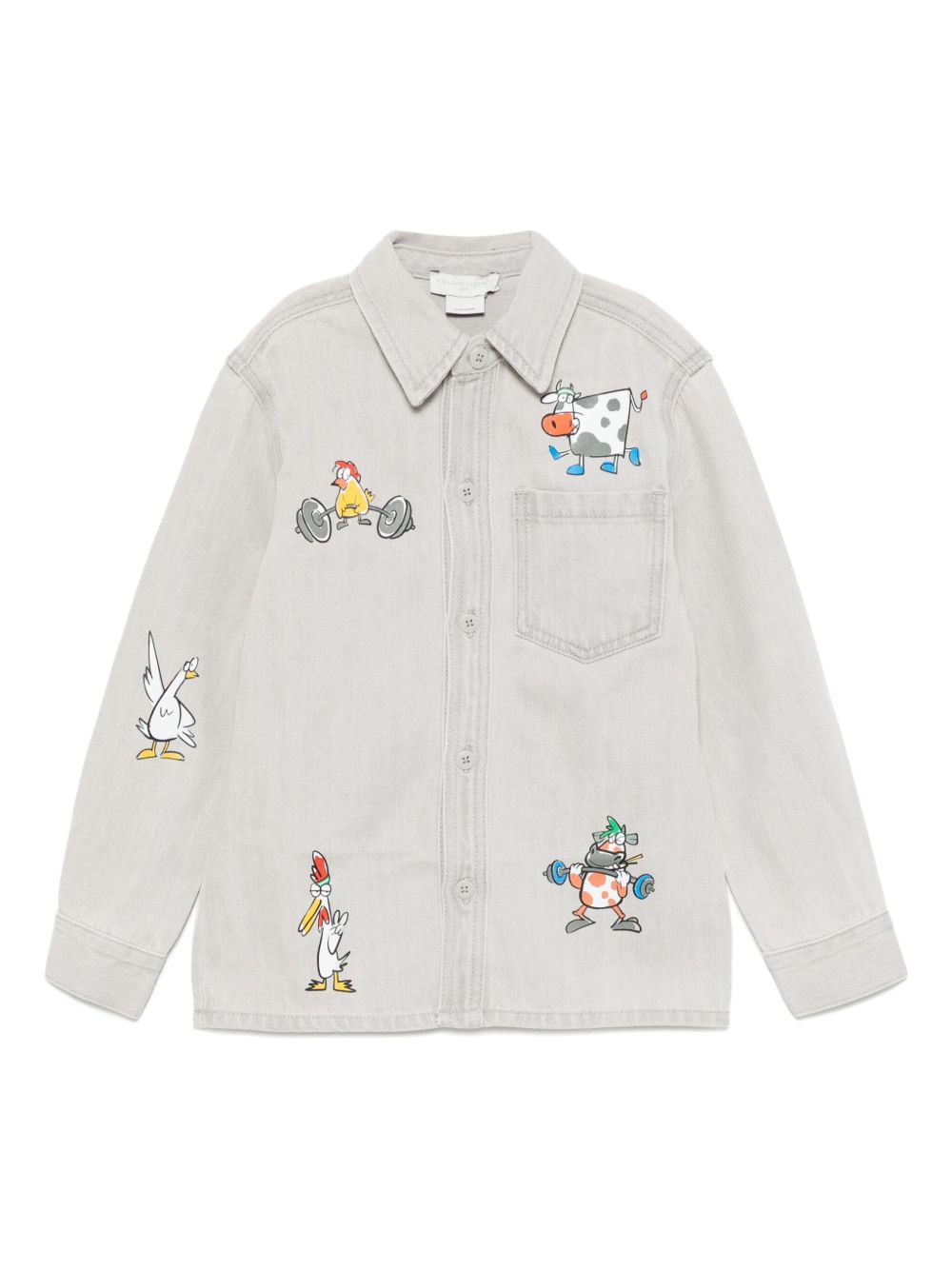 Stella McCartney Kids 图案印花牛仔衬衫 - 灰色