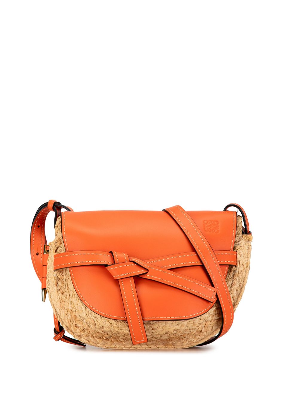 Loewe Pre-Owned Raffia Gate 小号斜挎包（2018年典藏款） - 褐色