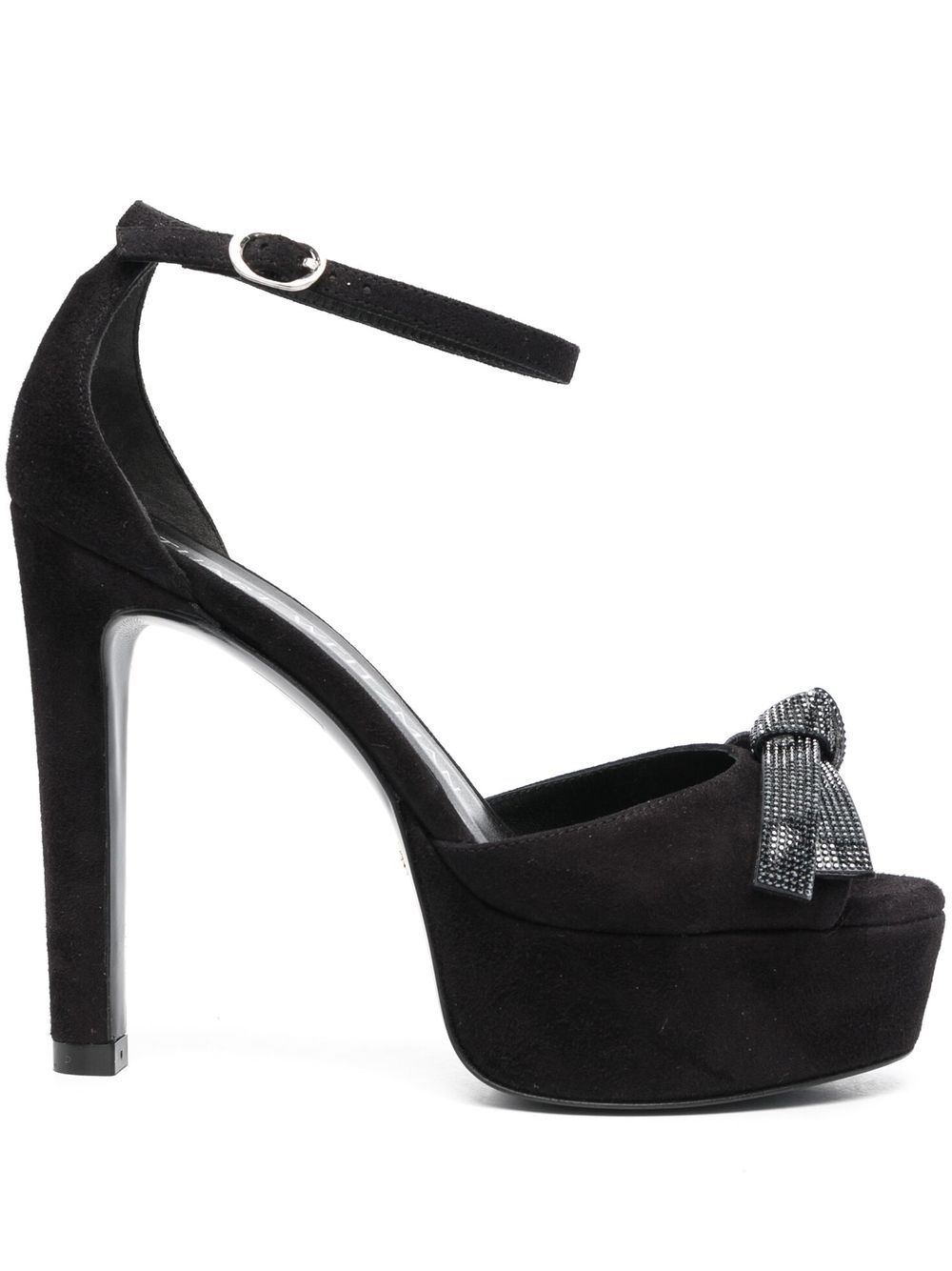 Stuart Weitzman Discoplatform 蝴蝶结细节高跟凉鞋 - 黑色