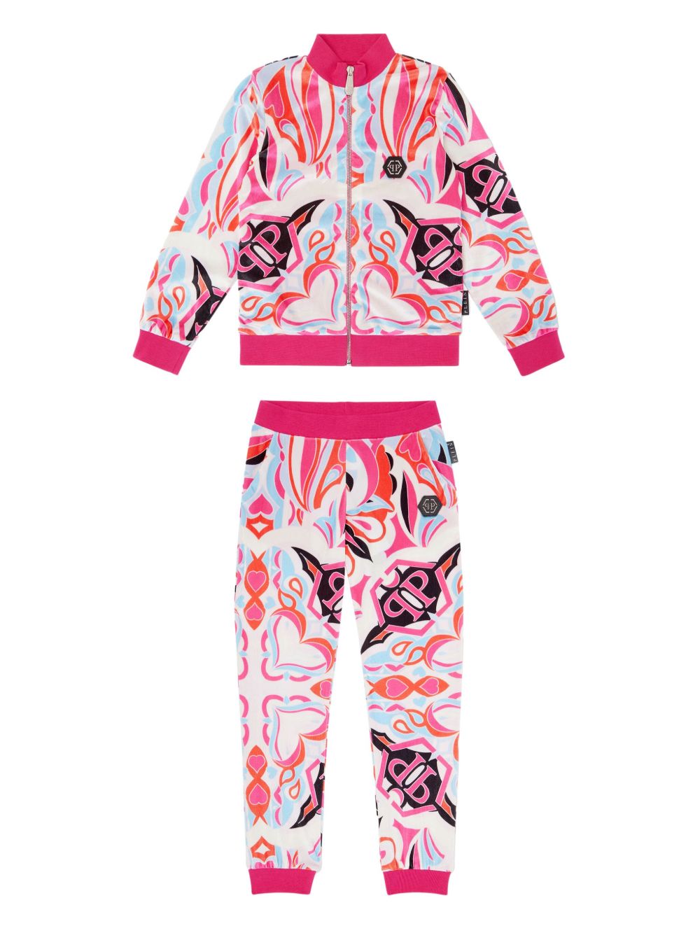 Philipp Plein Junior 图案印花运动套装 - 粉色