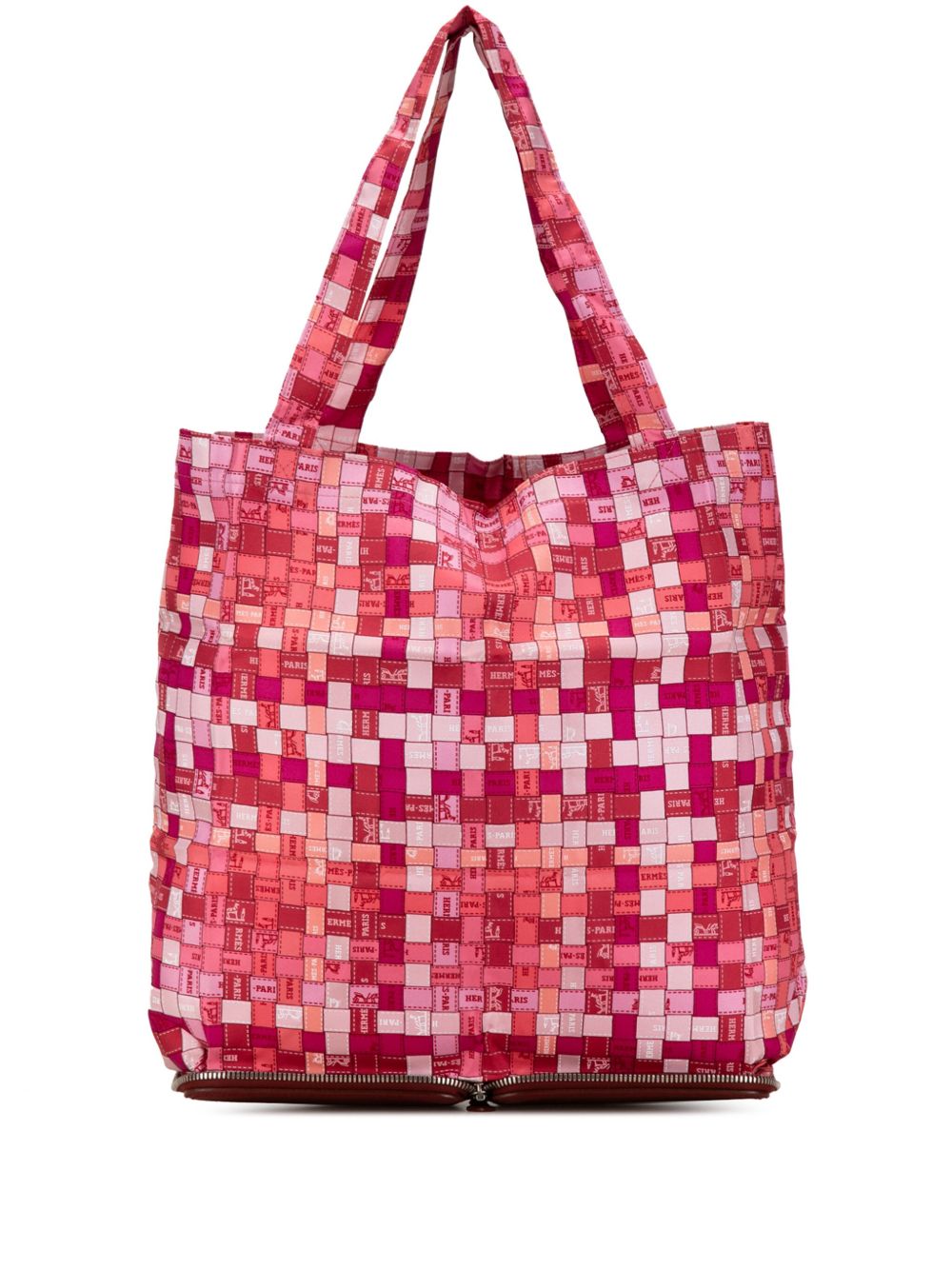 Hermès Pre-Owned 2007 Buffle Leather and Silk Bolduc Au Carre Pop Foldable tote bag - 红色