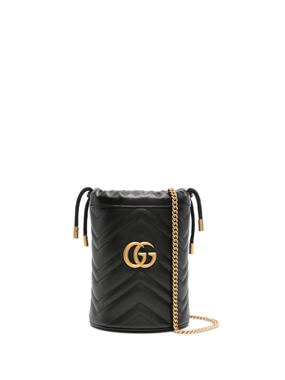 Gucci GG Marmont 迷你水桶包 - 黑色