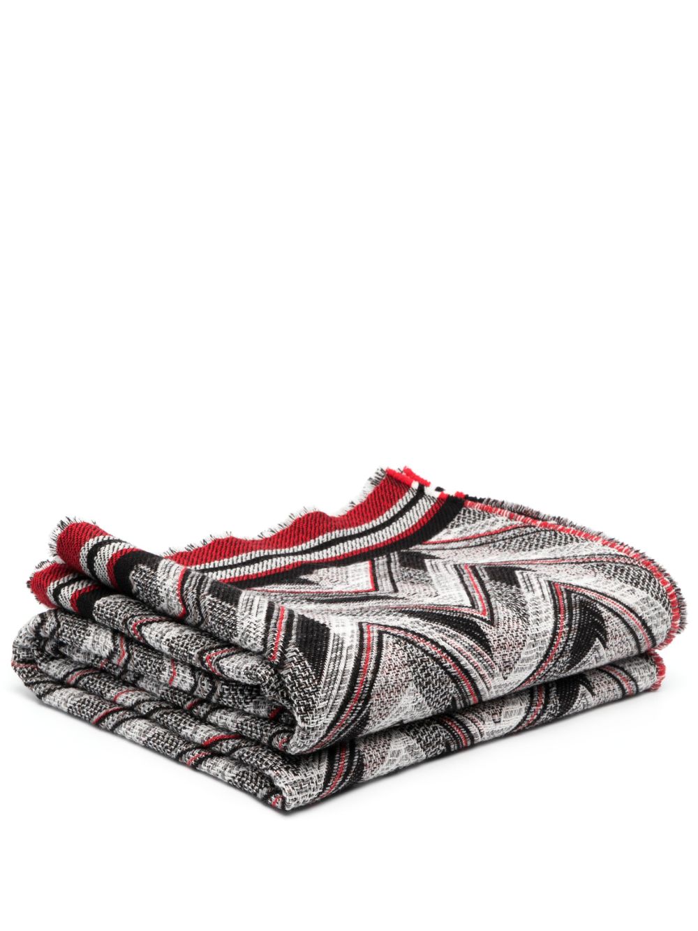Missoni Home Z字形图案印花柔软质地毯子 - 红色