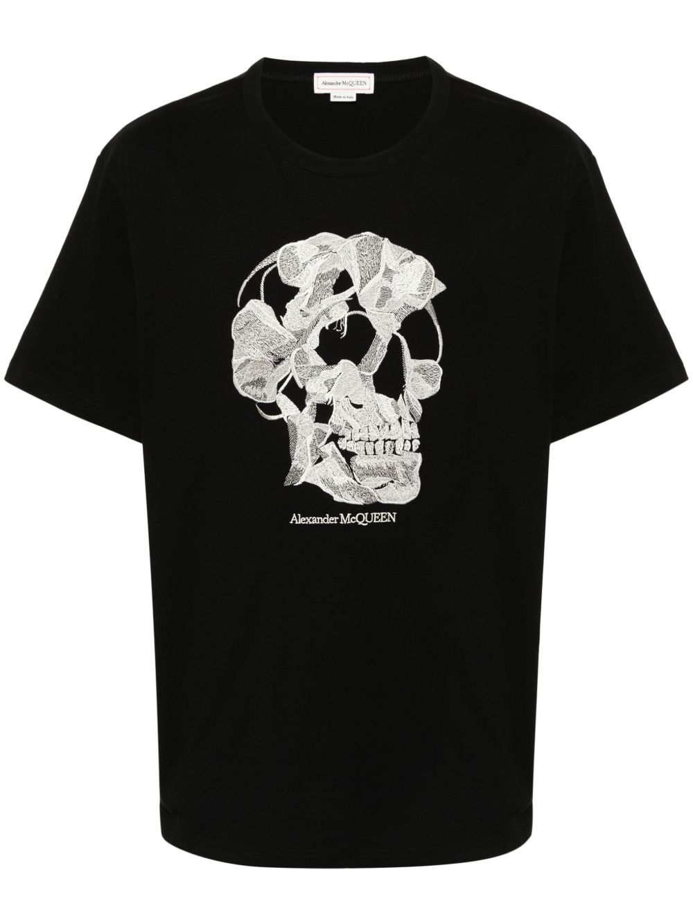 Alexander McQueen 骷髅头刺绣棉T恤 - 黑色