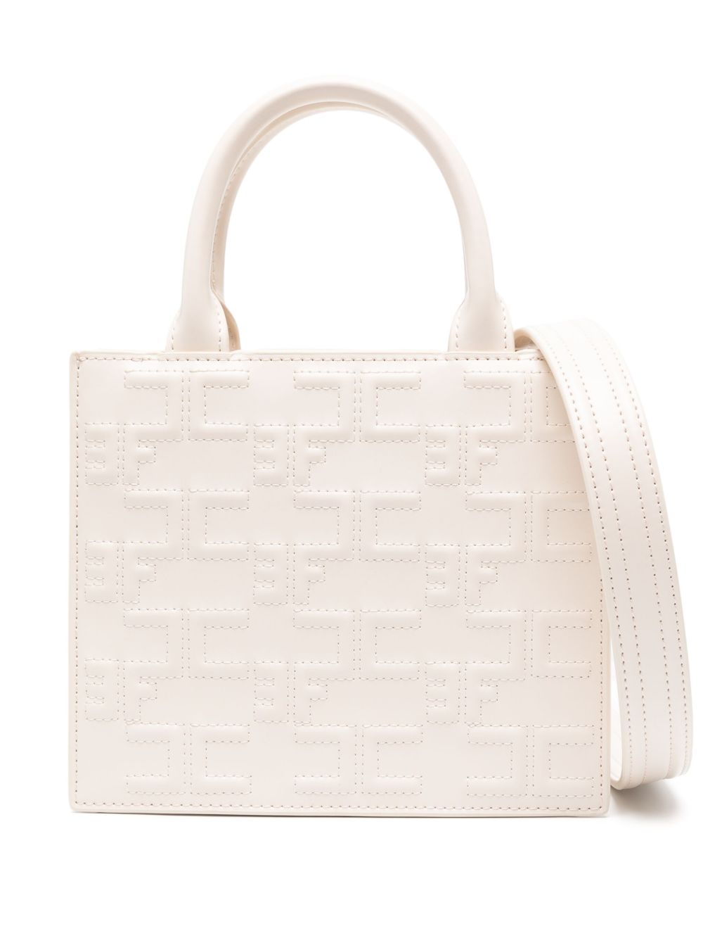 Elisabetta Franchi 经典logo压纹小号托特包 - 白色