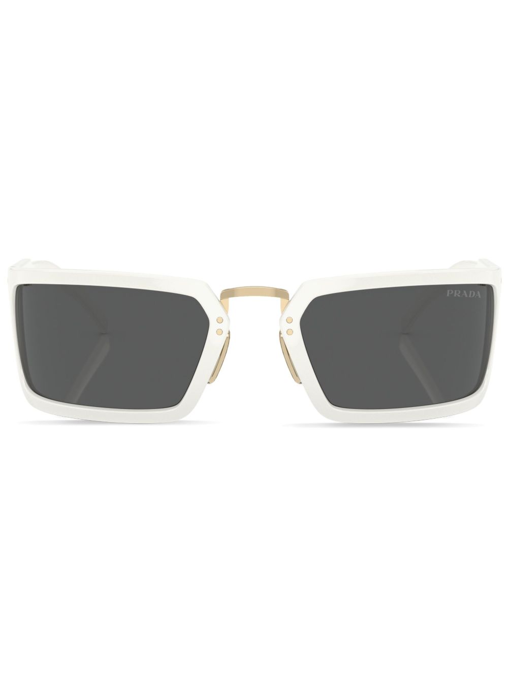 Prada Eyewear logo雕刻方框太阳眼镜 - 白色