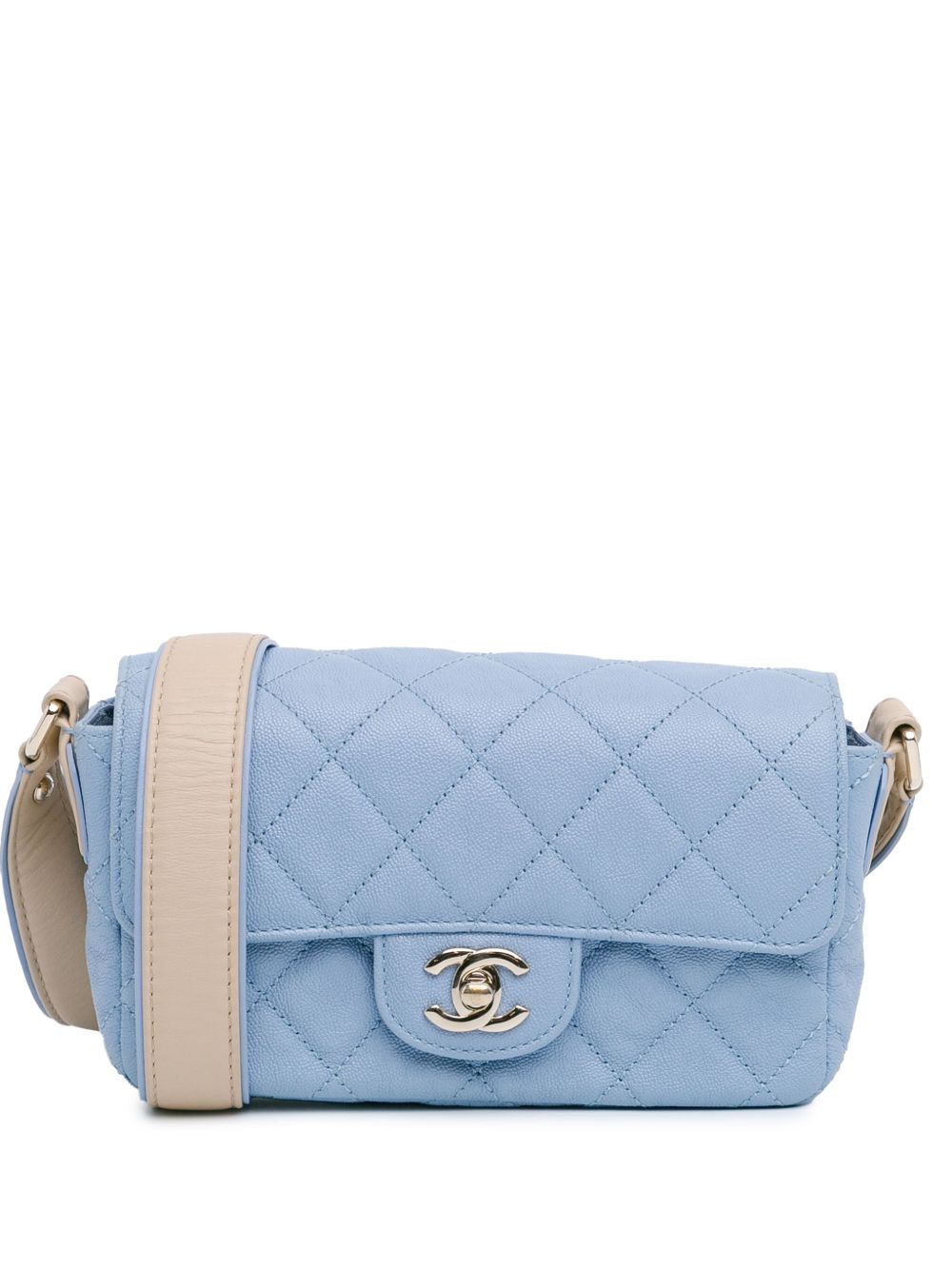 CHANEL Pre-Owned CC Quilted Caviar Single Flap 斜挎包（2020年典藏款） - 蓝色