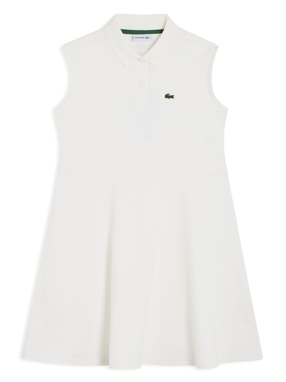 Lacoste 鳄鱼刺绣伞形连衣裙 - 白色