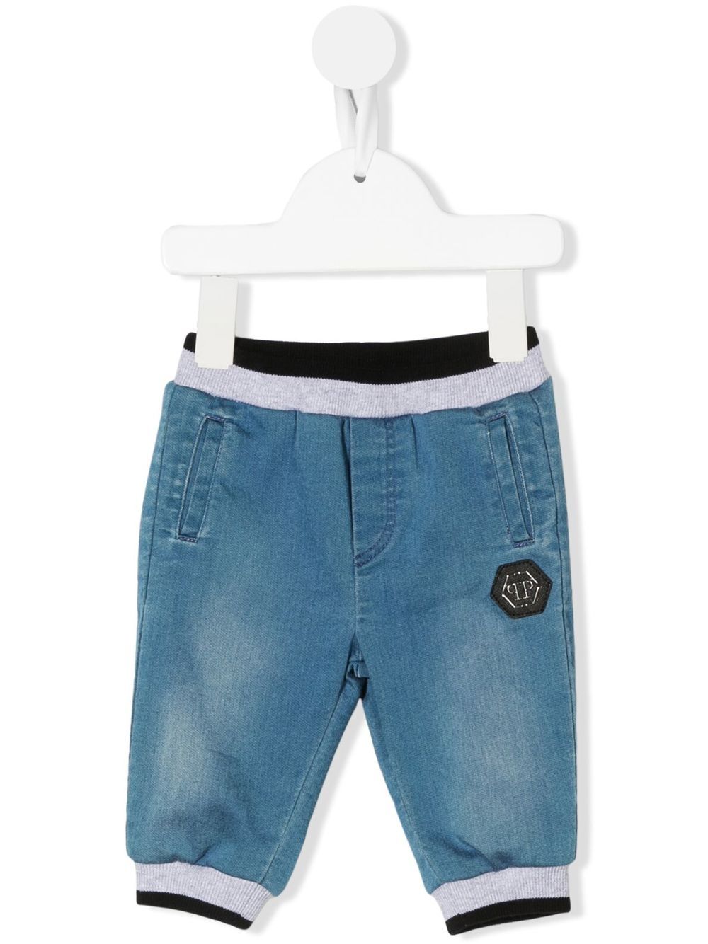 Philipp Plein Junior Hexagon logo标牌长裤 - 蓝色
