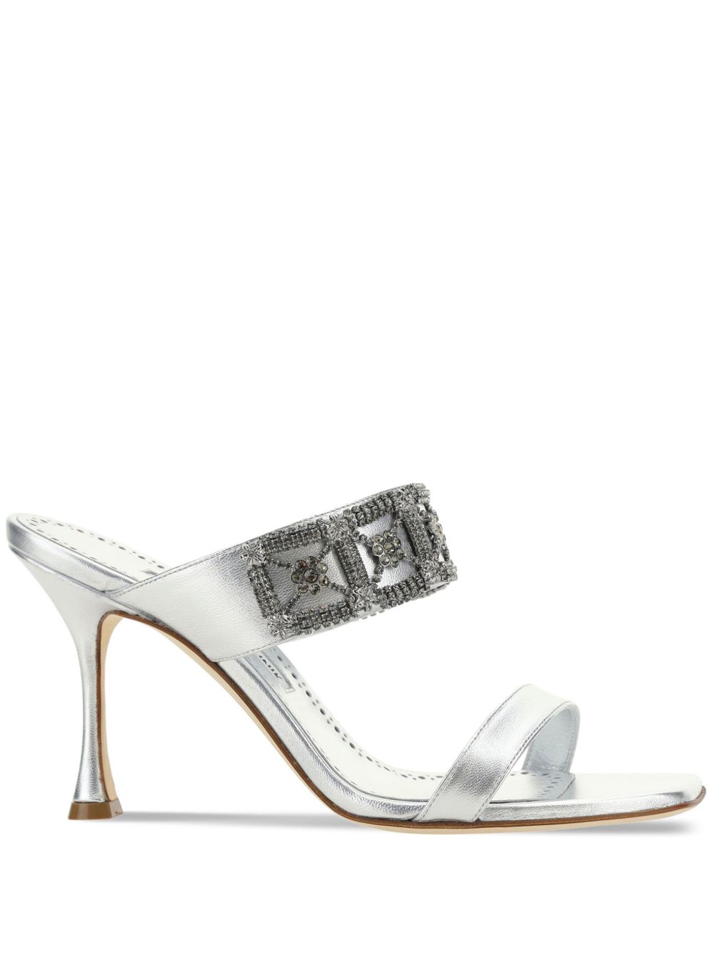 Manolo Blahnik Larapa 高跟穆勒鞋（9厘米） - 银色