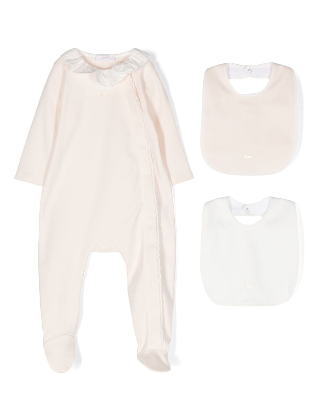 Chloé Kids logo印花连体衣套装 - 中性色