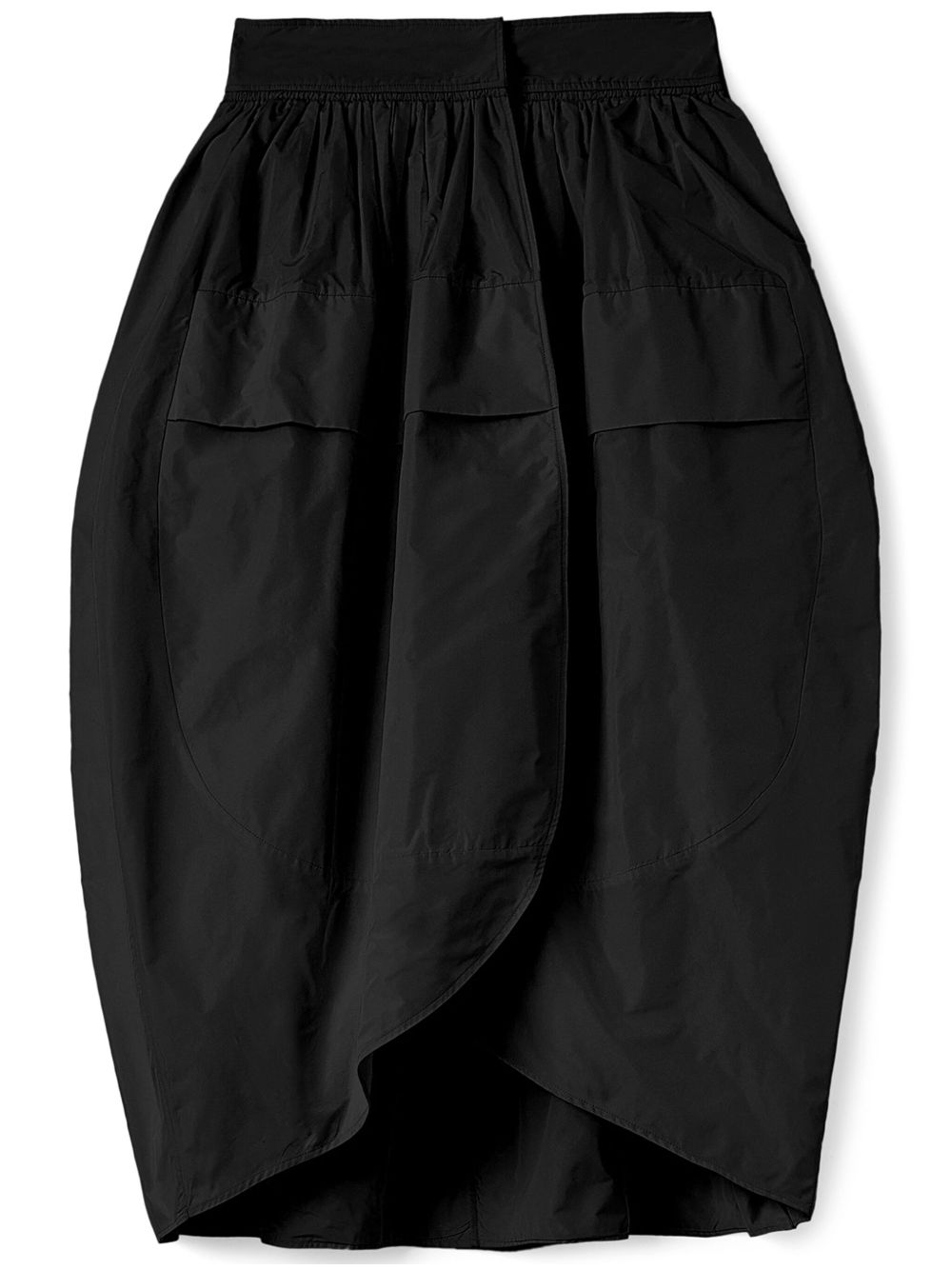 Jil Sander 蓬松缩褶裹身式中长半身裙 - 黑色