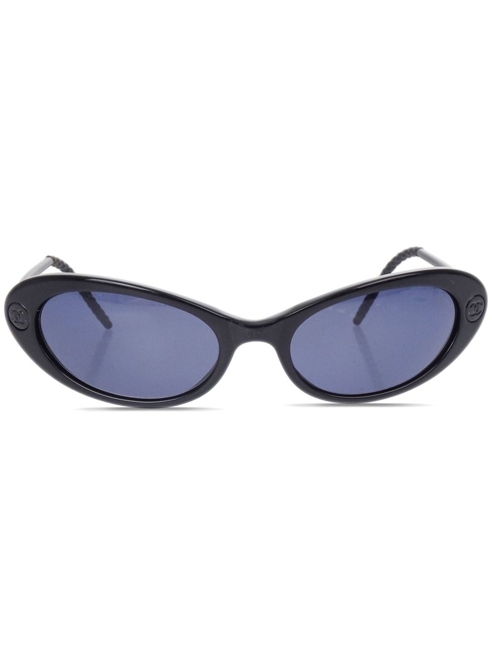 CHANEL Pre-Owned 椭圆形框太阳眼镜（1990-2000年代典藏款） - 黑色