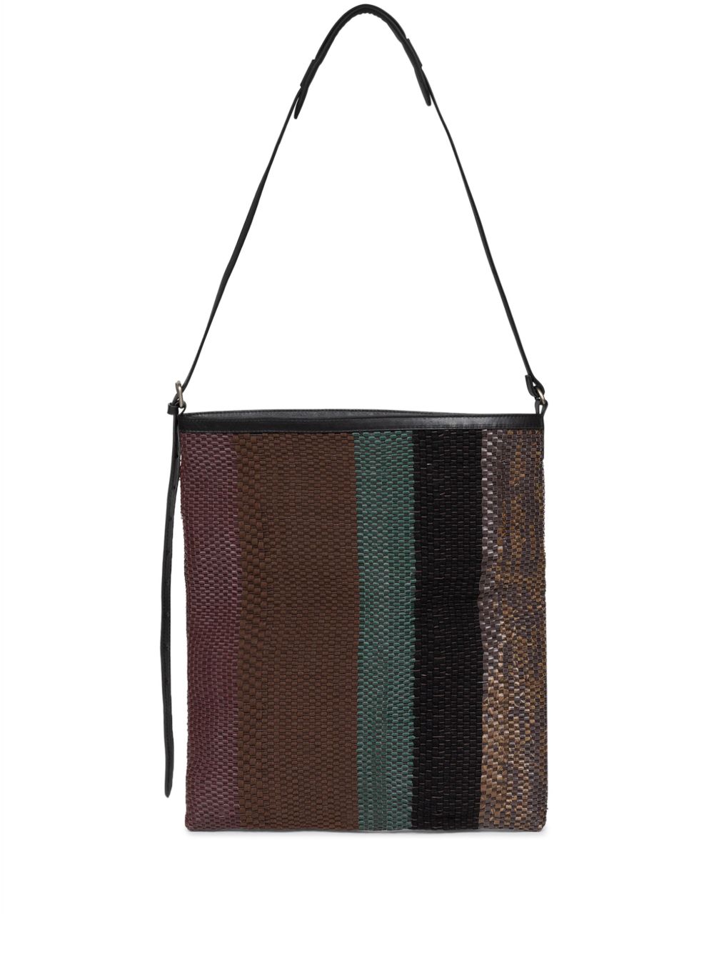 DRIES VAN NOTEN 手工编织条纹托特包 - 褐色