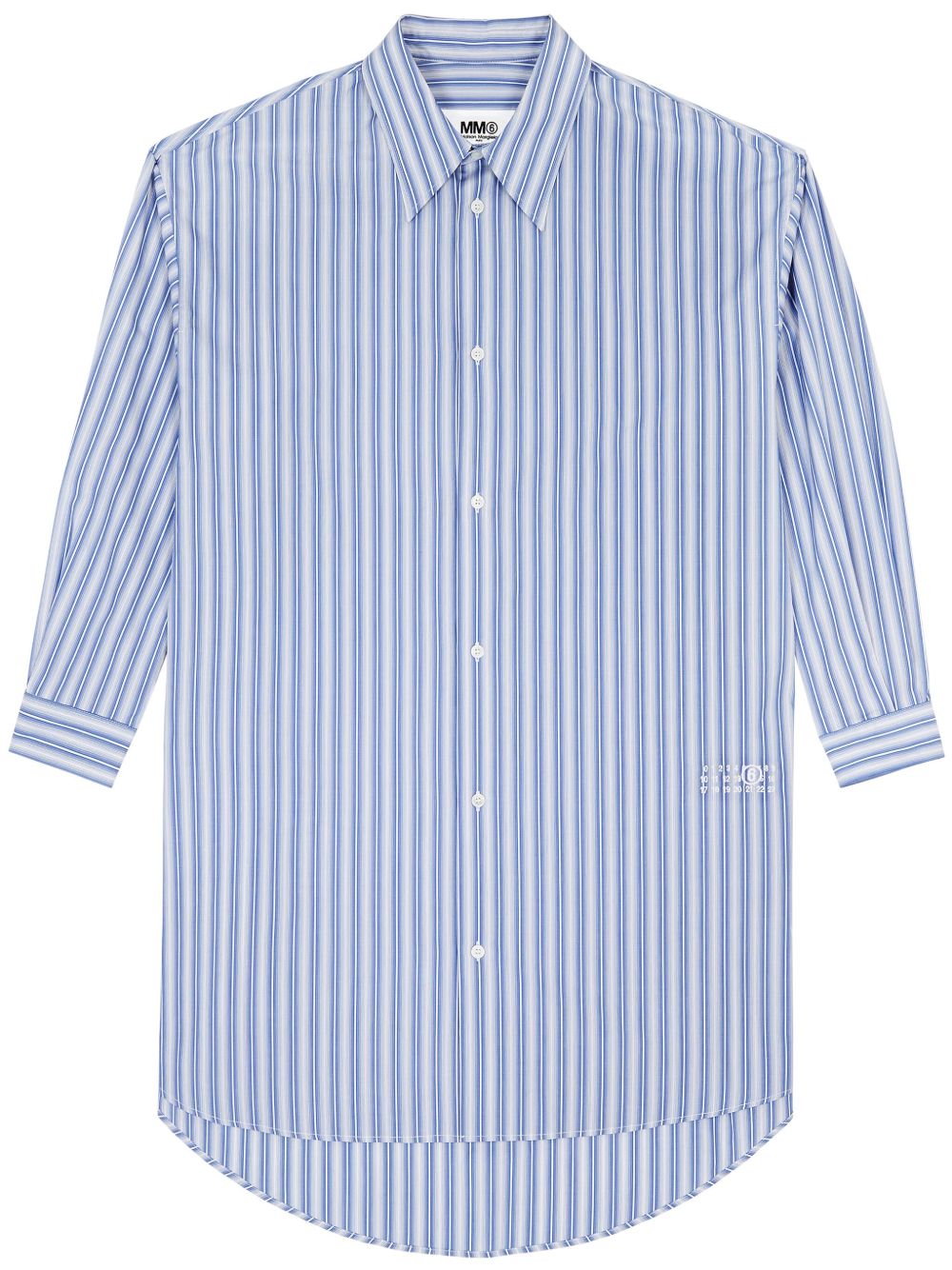 MM6 Maison Margiela 条纹衬衫裙 - 蓝色