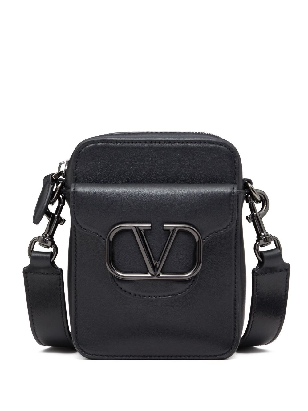 Valentino Garavani VLogo 皮质单肩包 - 黑色