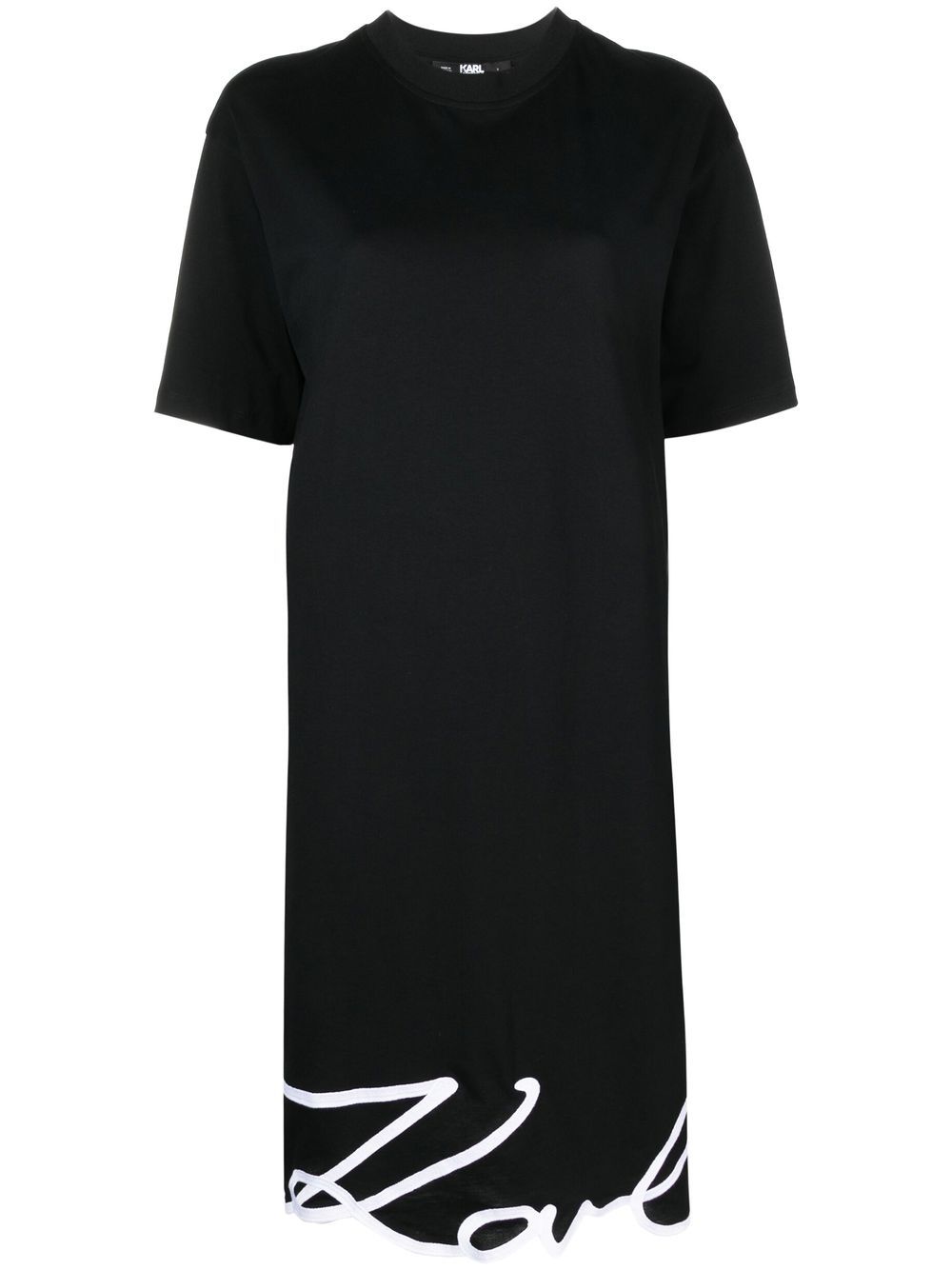 Karl Lagerfeld Signature Hem 棉连衣裙 - 黑色