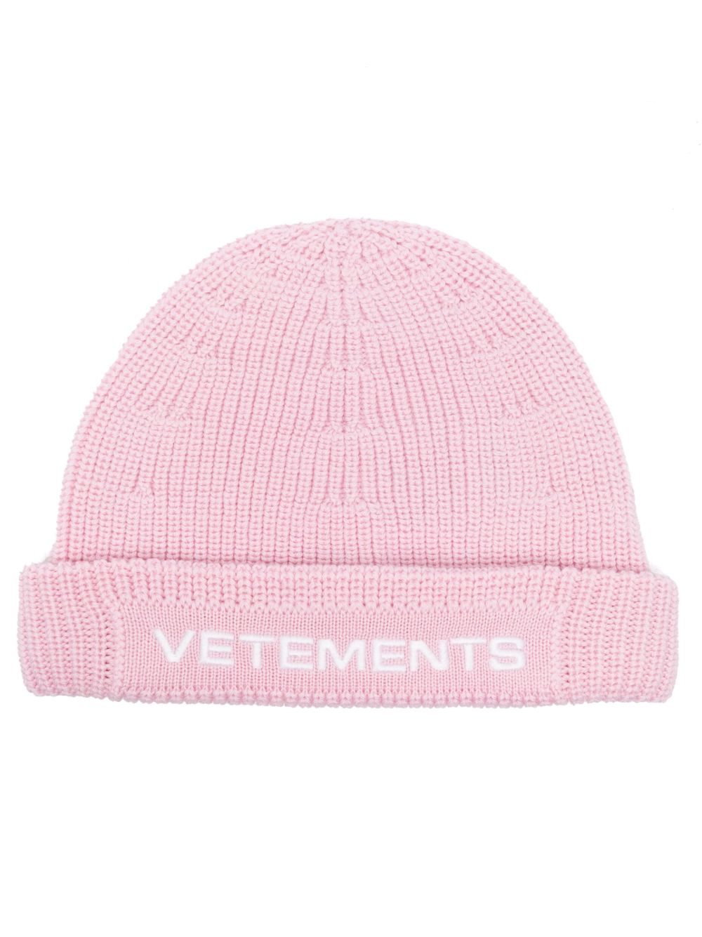VETEMENTS logo刺绣针织套头帽 - 粉色