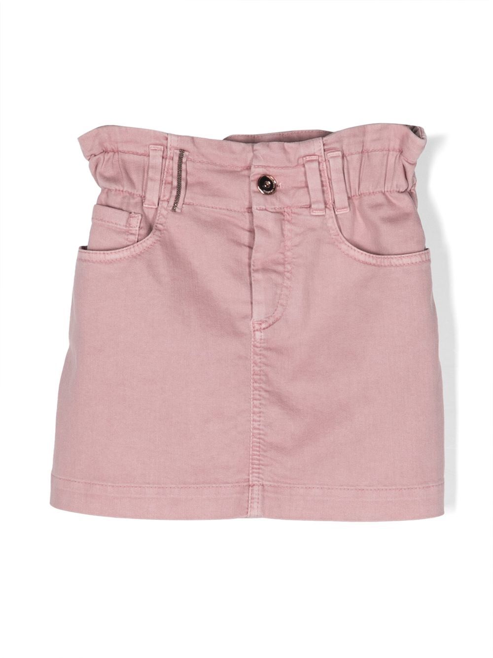 Brunello Cucinelli Kids 扎染牛仔半身裙 - 粉色